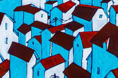 Neighbors by James Mattison, 36x48, Oil on Wood Canvas, 2024-ABT Modern
