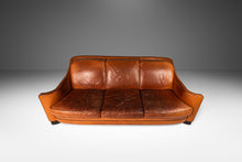 Load image into Gallery viewer, ON HOLD Art Deco Mid-Century Modern Three-Seater Sofa with Sculptural Arms in Patinaed Leather, USA, c. 1970s-ABT Modern
