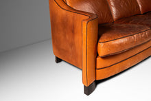 Load image into Gallery viewer, ON HOLD Art Deco Mid-Century Modern Three-Seater Sofa with Sculptural Arms in Patinaed Leather, USA, c. 1970s-ABT Modern
