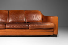 Load image into Gallery viewer, ON HOLD Art Deco Mid-Century Modern Three-Seater Sofa with Sculptural Arms in Patinaed Leather, USA, c. 1970s-ABT Modern
