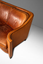 Load image into Gallery viewer, ON HOLD Art Deco Mid-Century Modern Three-Seater Sofa with Sculptural Arms in Patinaed Leather, USA, c. 1970s-ABT Modern
