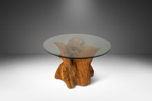 Load image into Gallery viewer, Organic Modern Substantial Glass-Top Dining Table With Cypress Tree Trunk Base, USA, 20th Century-ABT Modern
