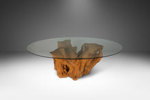 Load image into Gallery viewer, Organic Modern Substantial Glass-Top Dining Table With Cypress Tree Trunk Base, USA, 20th Century-ABT Modern
