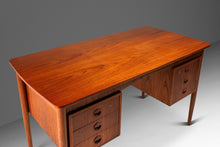 Load image into Gallery viewer, Petite Danish Mid-Century Modern Six-Drawer Writers Desk in Teak with Built-In Storage Shelves, Denmark, c. 1960s-ABT Modern
