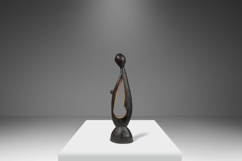 Post Modern Abstract Hand-Carved Mother & Child Sculpture, USA, c. 1970's-ABT Modern