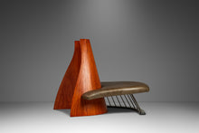 Load image into Gallery viewer, Post Modern Art Deco Serpentine Asymmetrical Architectural Bench / Sofa in Oak &amp; Leather in the Manner of Thomas Stender, c. 1980s-ABT Modern
