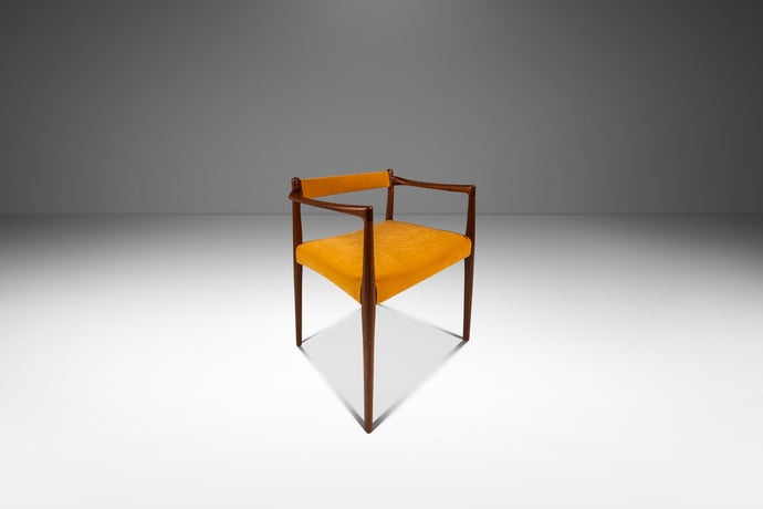 RARE Danish Mid-Century Modern Sculpted Armchair in Teak & Velour by Helge Vestergaard Jensen for Peder Pederse, Denmark, c. 1960s-ABT Modern