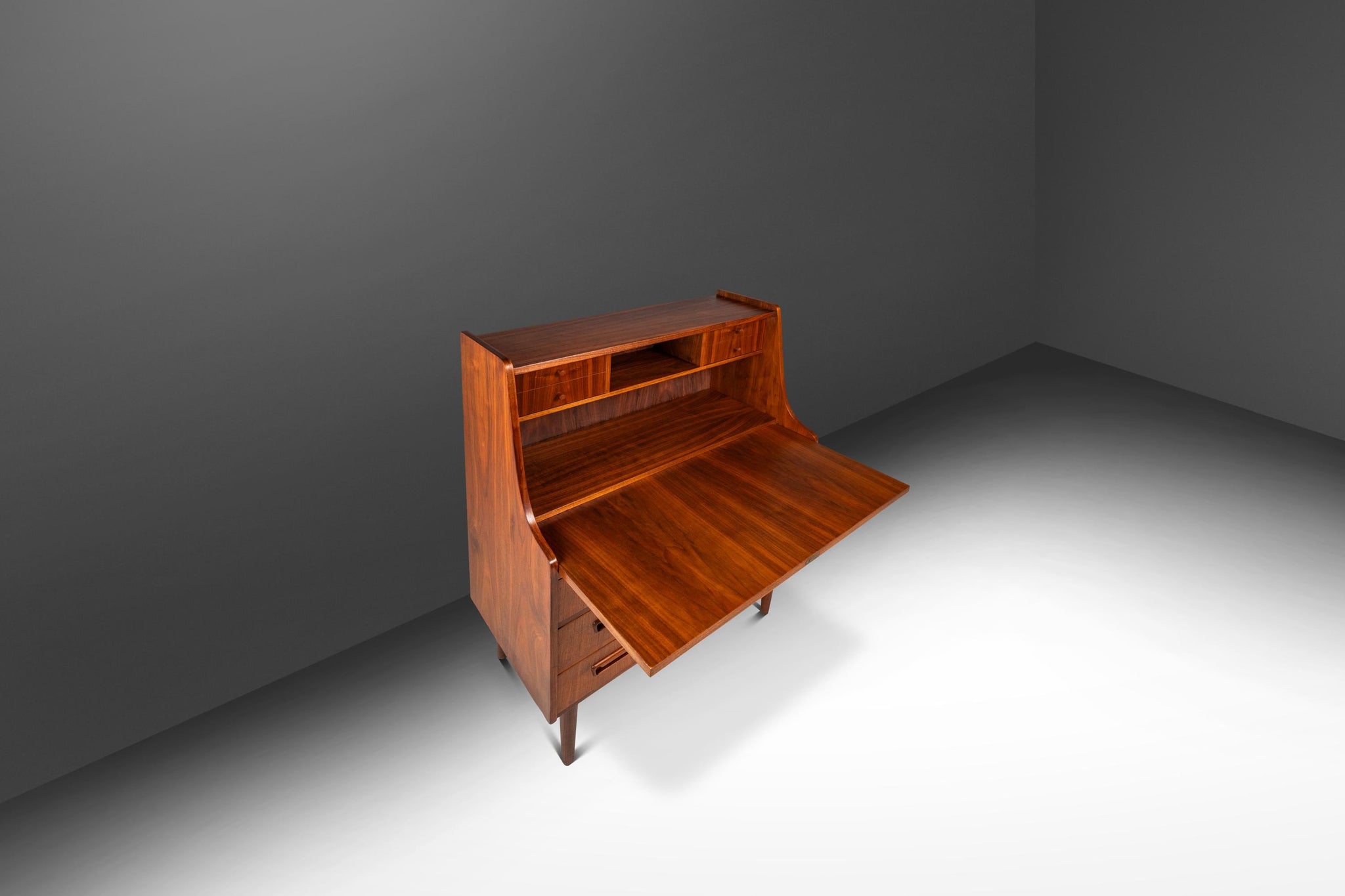 Rare Danish Mid-Century Modern Drop Down Secretary Desk in Walnut by M