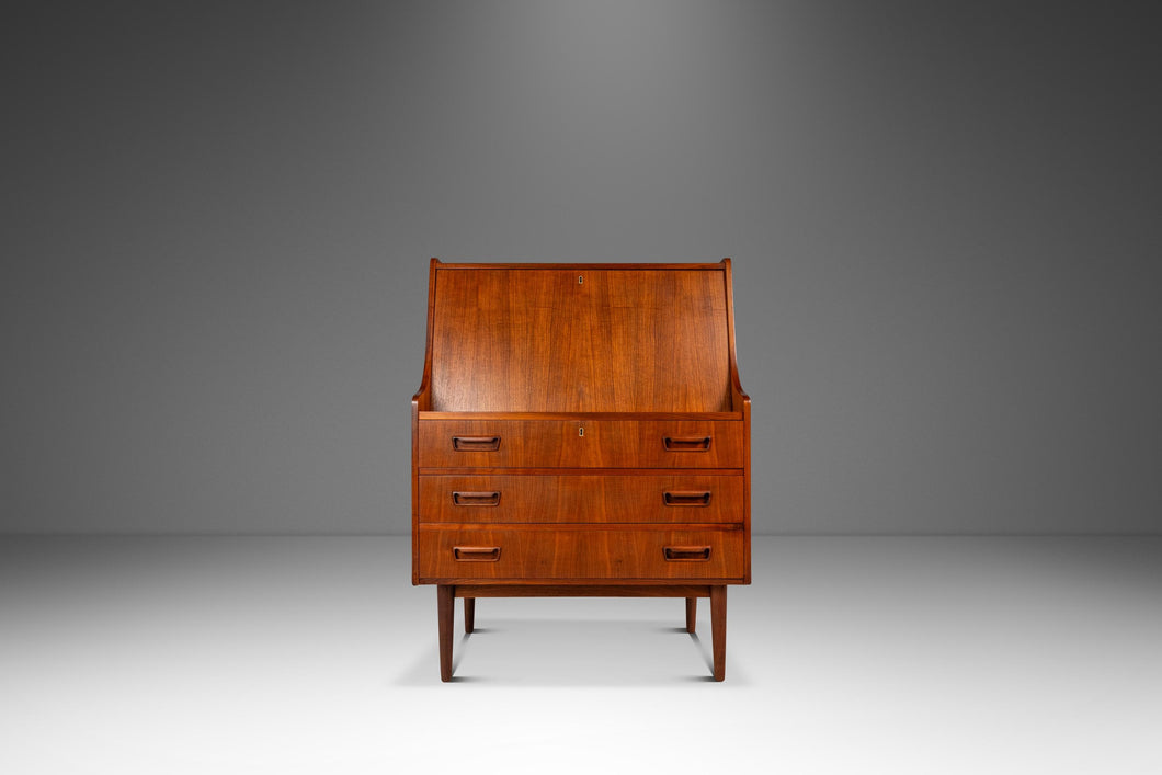 Rare Danish Mid-Century Modern Drop Down Secretary Desk in Walnut by M