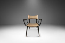 Load image into Gallery viewer, Rare Mid-Century Modern Architectural Ebonized Armchair in Maple, Leather &amp; Brass by Harold Schwartz for Romweber, USA, 1960s-ABT Modern
