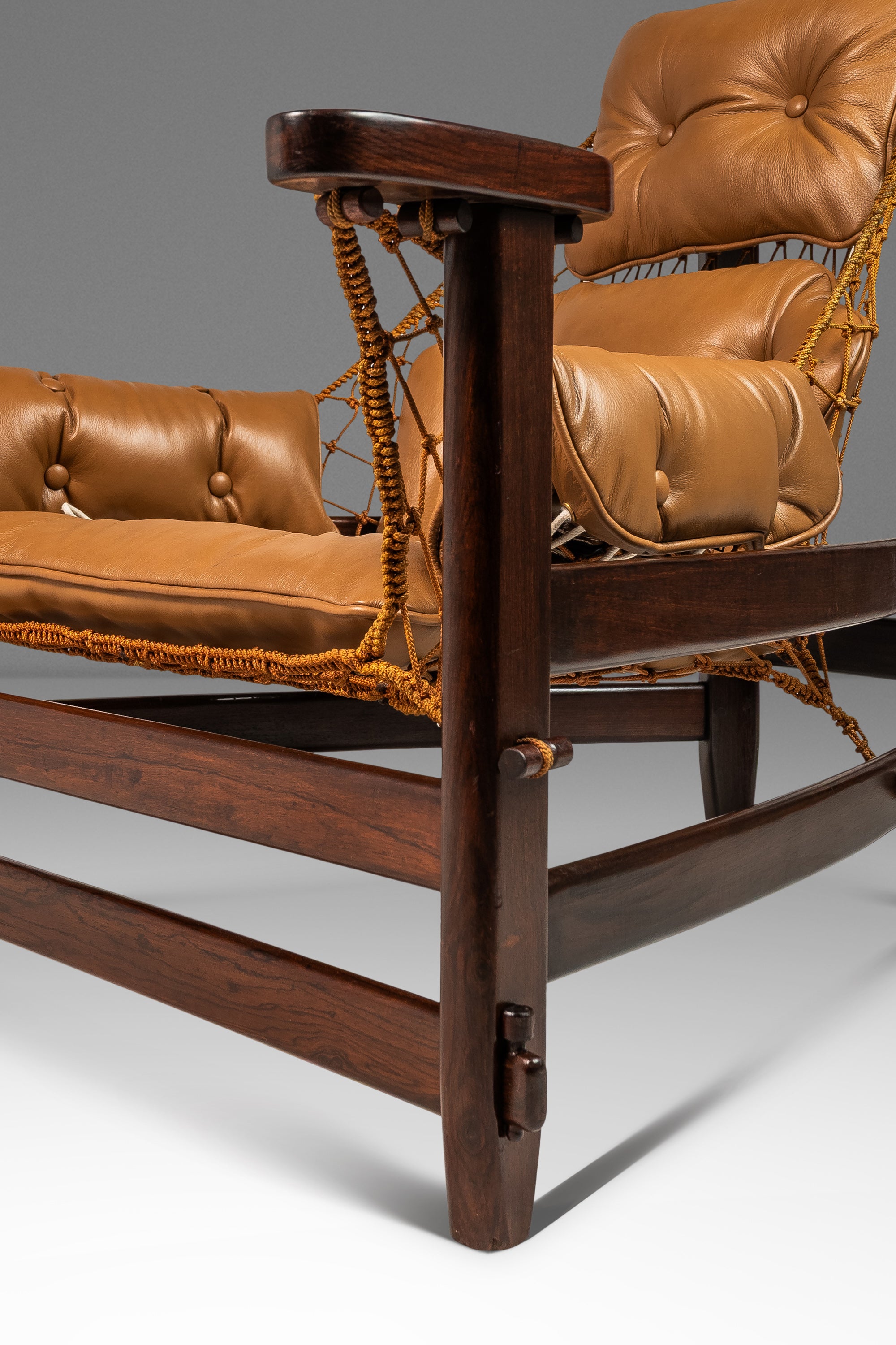 Rare Mid-Century Modern 'Jangada' Lounge Chair in Solid Jacaranda Wood