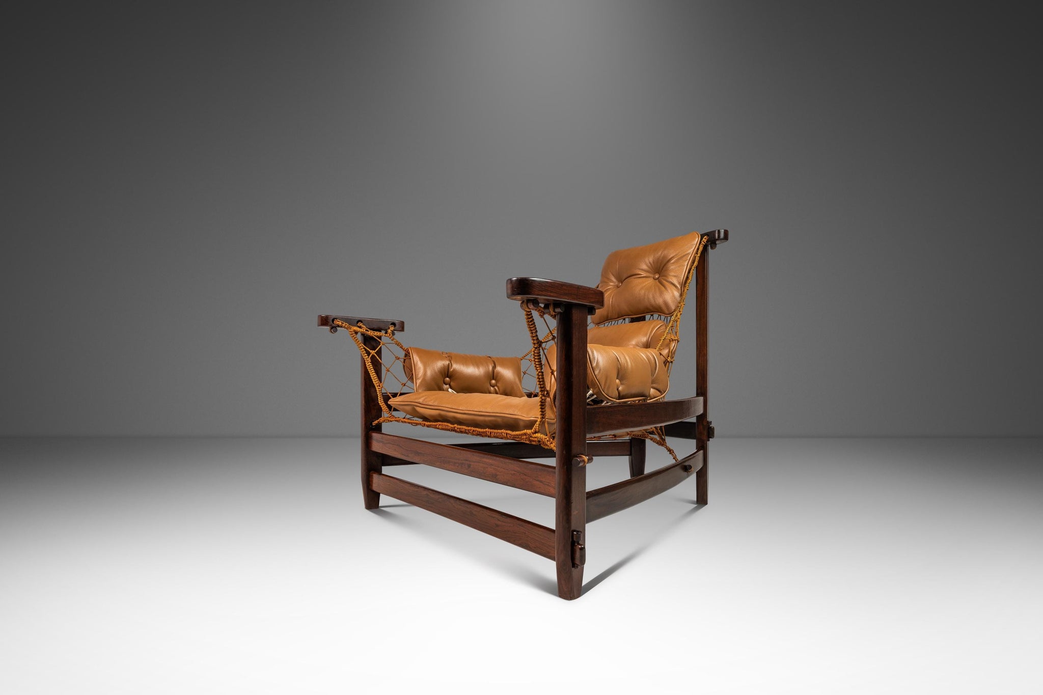 Rare Mid-Century Modern 'Jangada' Lounge Chair in Solid Jacaranda Wood