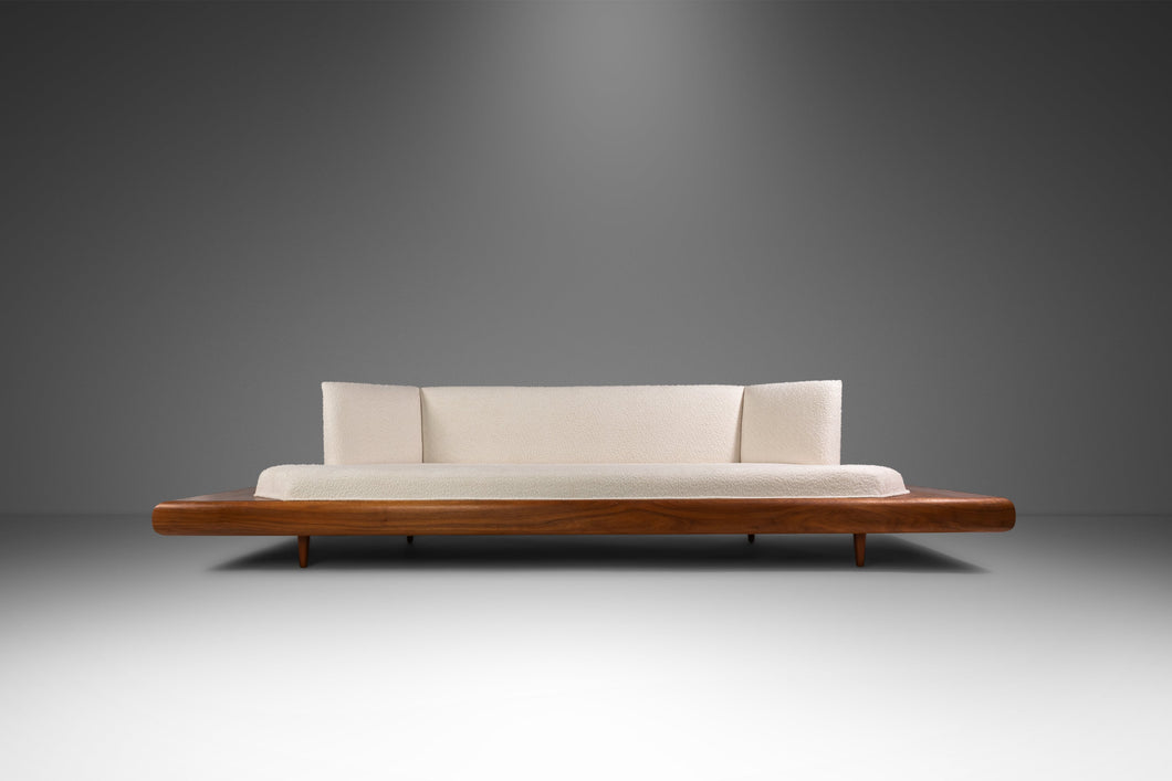 Rare Mid-Century Modern Model 2006-S Platform Sofa in Walnut & White Knoll Bouclé by Adrian Pearsall for Craft Associates, USA, c. 1960s-ABT Modern