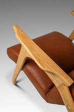 Load image into Gallery viewer, Rare Mid-Century Modern Sculptural Lounge Chair &amp; Ottoman in Oak and Italian Leather in the Manner of Adrian Pearsall, USA, c. 1960s-ABT Modern
