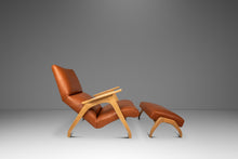 Load image into Gallery viewer, Rare Mid-Century Modern Sculptural Lounge Chair &amp; Ottoman in Oak and Italian Leather in the Manner of Adrian Pearsall, USA, c. 1960s-ABT Modern
