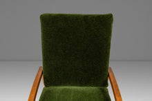 Load image into Gallery viewer, Rare Restored Danish Mid-Century Modern High-Back Lounge Chair in Beech, Velour &amp; Brass by Dan Johnson for Selig, Denmark, c. 1950s-ABT Modern
