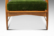 Load image into Gallery viewer, Rare Restored Danish Mid-Century Modern High-Back Lounge Chair in Beech, Velour &amp; Brass by Dan Johnson for Selig, Denmark, c. 1950s-ABT Modern
