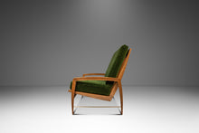 Load image into Gallery viewer, Rare Restored Danish Mid-Century Modern High-Back Lounge Chair in Beech, Velour &amp; Brass by Dan Johnson for Selig, Denmark, c. 1950s-ABT Modern
