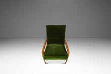 Load image into Gallery viewer, Rare Restored Danish Mid-Century Modern High-Back Lounge Chair in Beech, Velour &amp; Brass by Dan Johnson for Selig, Denmark, c. 1950s-ABT Modern
