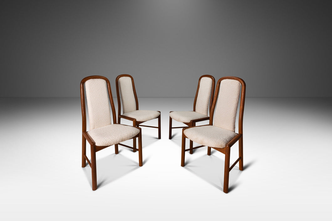 Rare Set of Four (4) Mid-Century Modern Dining Chairs in Teak & Bouclé by Benny Linden, Singapore, c. 1970's-ABT Modern