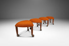 Load image into Gallery viewer, Rare Set of Four (4) &#39;Trifecta&#39; Rolling Stools in Walnut &amp; Original Tweed Fabric by Adrian Pearsall for Craft Associates, USA, c. 1960s-ABT Modern

