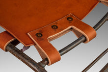 Load image into Gallery viewer, Rare Set of Two (2) Counter Height French Wrought Iron Industrial Barstools Hand-Worked Full Grain Leather by Jacques Adnet, France, 1950&#39;s-ABT Modern
