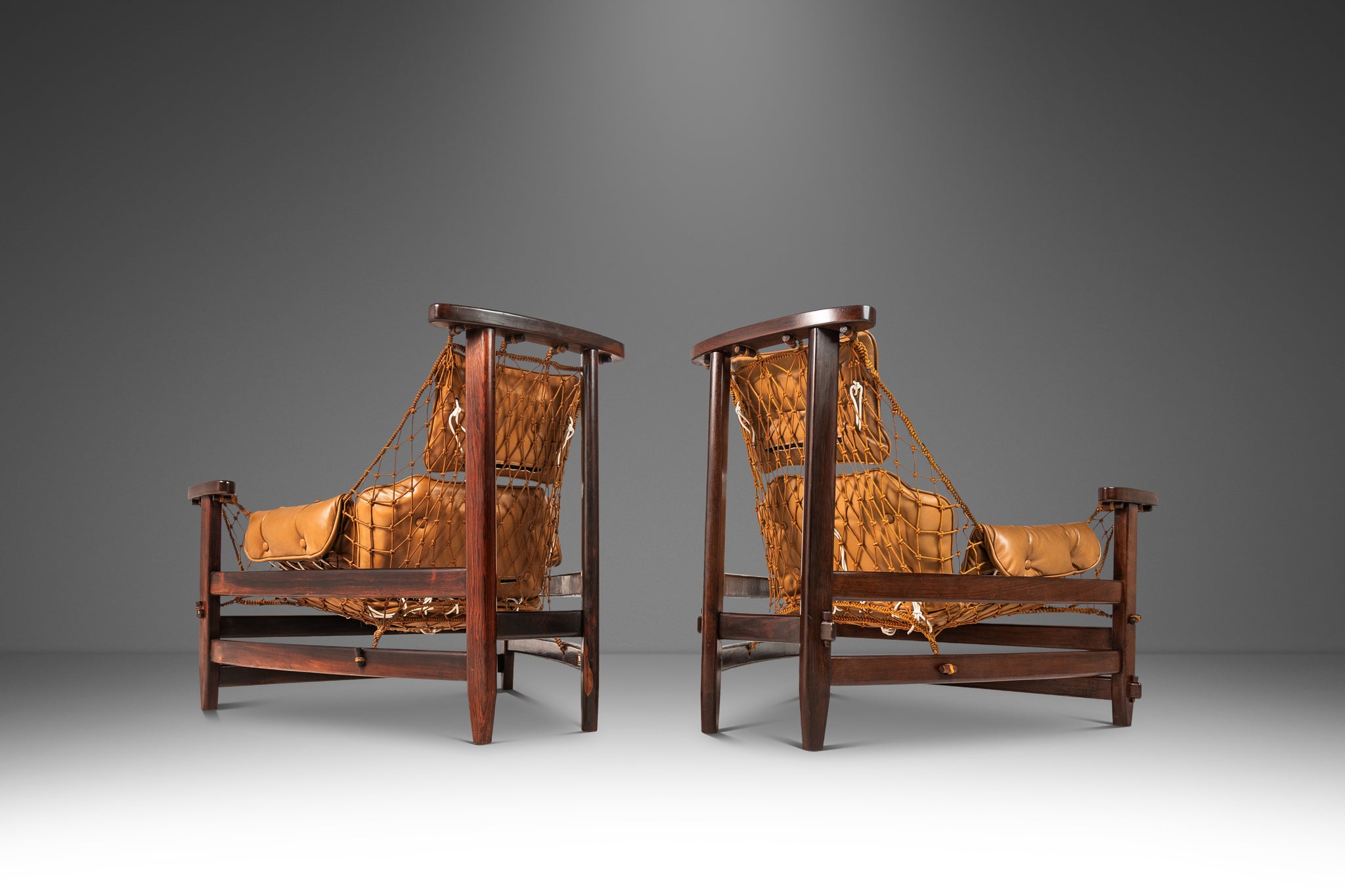 断*中様 ハ*子様 TKMK Lounge wear set Brown タキマ Rare Set of Two ( 2 ) 'Jangada' Lounge Chairs w/ Matching Ottoman in J