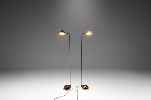 Rare Set of Two (2) Post Modern Floor Lamps in Midnight Chrome by Robert Sonneman for George Kovacs, USA, c. 1987-ABT Modern