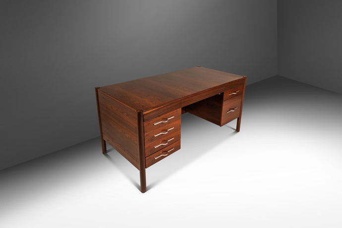 Restored Expansive Mid-Century Modern Executive Desk in Jacaranda Wood by Jean Gillon for Italma Wood Art, Brazil, c. 1960s-ABT Modern