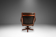 Load image into Gallery viewer, Scandinavian Mid-Century Modern Swivel Lounge Chair &amp; Ottoman Set in Leather and Beech, Scandinavia, c. 1970s-ABT Modern
