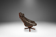 Load image into Gallery viewer, Scandinavian Mid-Century Modern Swivel Lounge Chair &amp; Ottoman Set in Leather and Beech, Scandinavia, c. 1970s-ABT Modern
