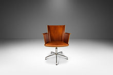 Load image into Gallery viewer, Scandinavian Modern Bentwood Office Chair Constructed from Birch with Patinaed Cognac Leather, Ake Axelsson, Sweden, 2000s-ABT Modern
