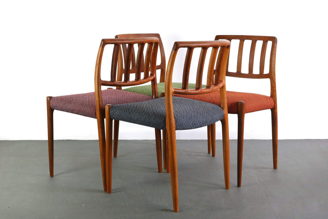 Set of 4 Niels Moller Teak Model 83 Dining Chairs in Knoll Fabric-ABT Modern