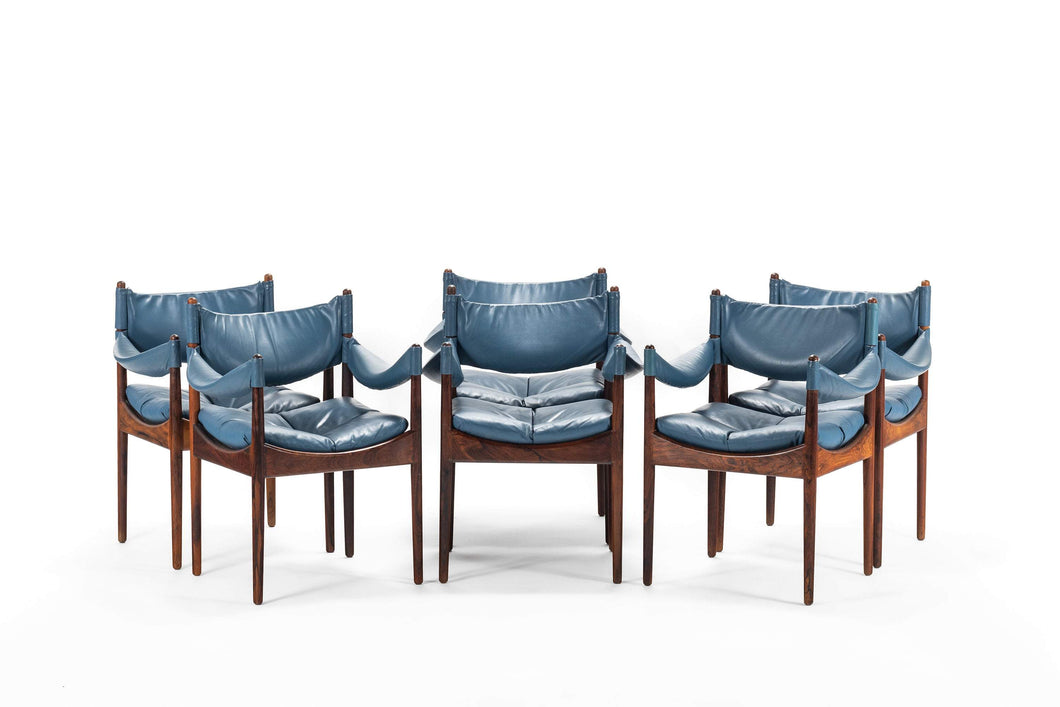 Set of 6 Arm Chairs In Brazilian Rosewood By Kristian Vedel - 1960s-ABT Modern