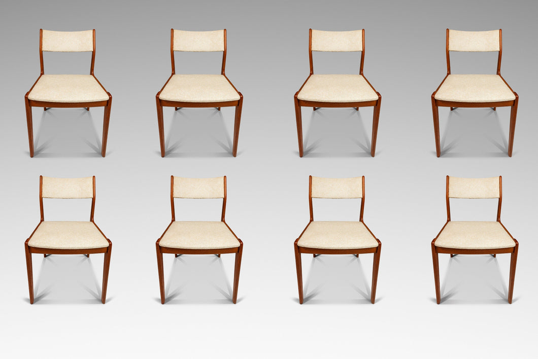 Set of Eight (8) Danish Mid-Century Modern Dining Chairs in Solid Teak & New Upholstery by D-SCAN, c. 1970's-ABT Modern