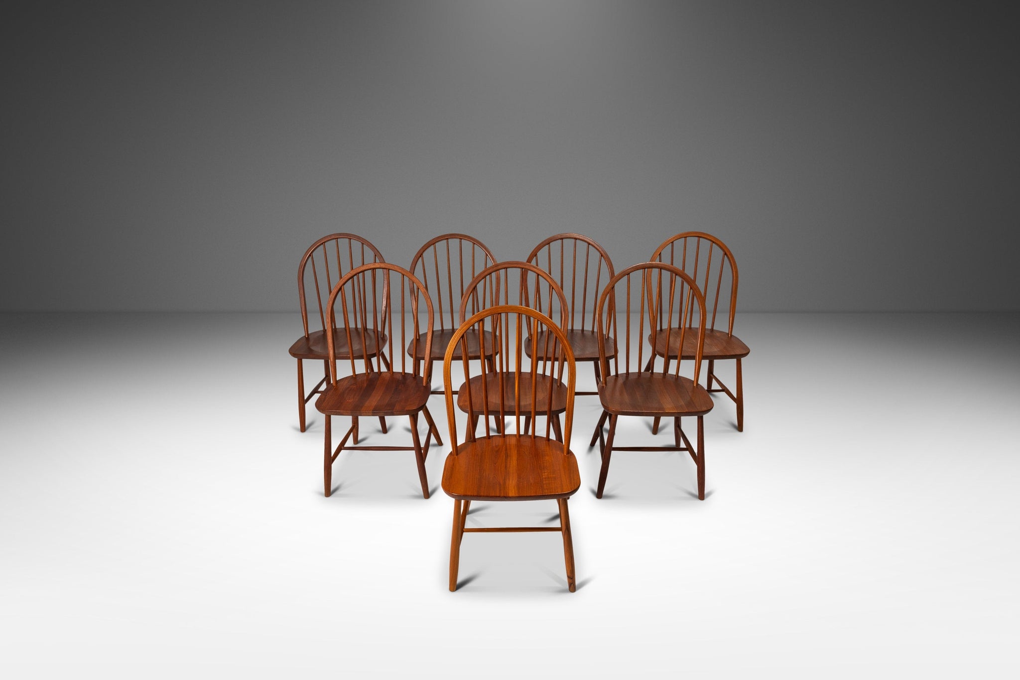 Set of Eight (8) Danish Modern Windsor Style Dining Chairs by Erik Ole