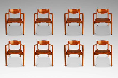 Set of Eight (8) Mid-Century Modern Stacking General Purpose Chairs in Oak & Walnut by Jens Risom for Jens Risom Design, USA, c. 1960's-ABT Modern