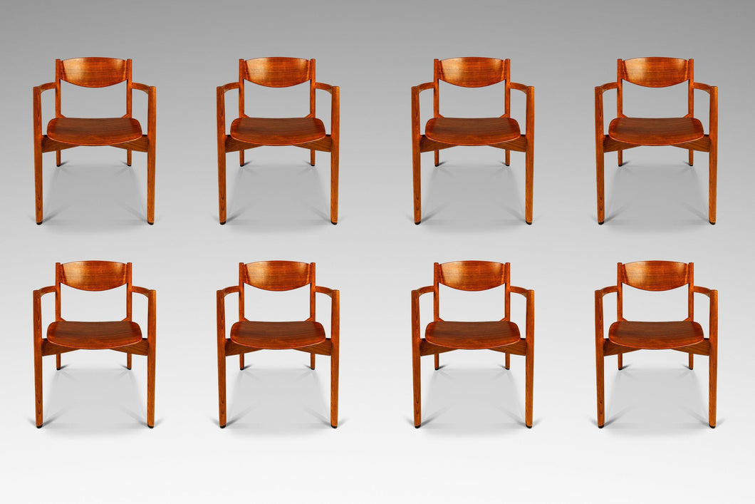 Set of Eight (8) Mid-Century Modern Stacking General Purpose Chairs in Oak & Walnut by Jens Risom for Jens Risom Design, USA, c. 1960's-ABT Modern