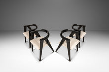 Load image into Gallery viewer, Set of Four (4) Bespoke Compass Dining Chairs in the Manner of Alan Gould for Knoll in Bouclé Upholstery, USA, c. 1950's
