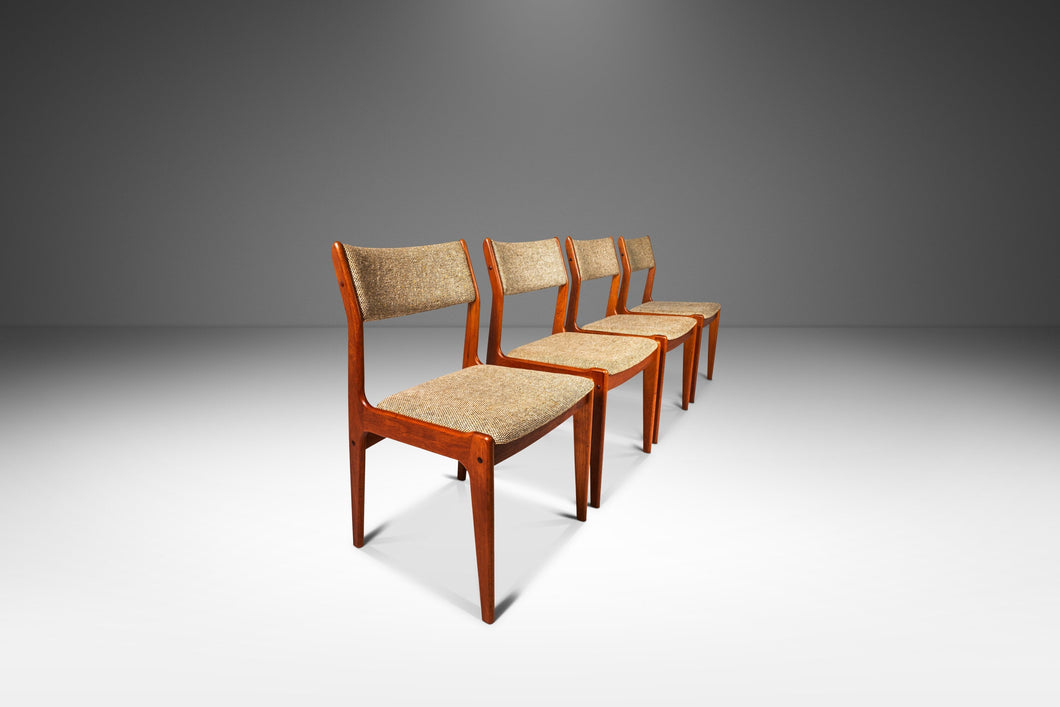 Set of Four (4) Danish Mid-Century Modern Dining Chairs in Solid Teak & Original Fabric by D-SCAN, c. 1970's-ABT Modern