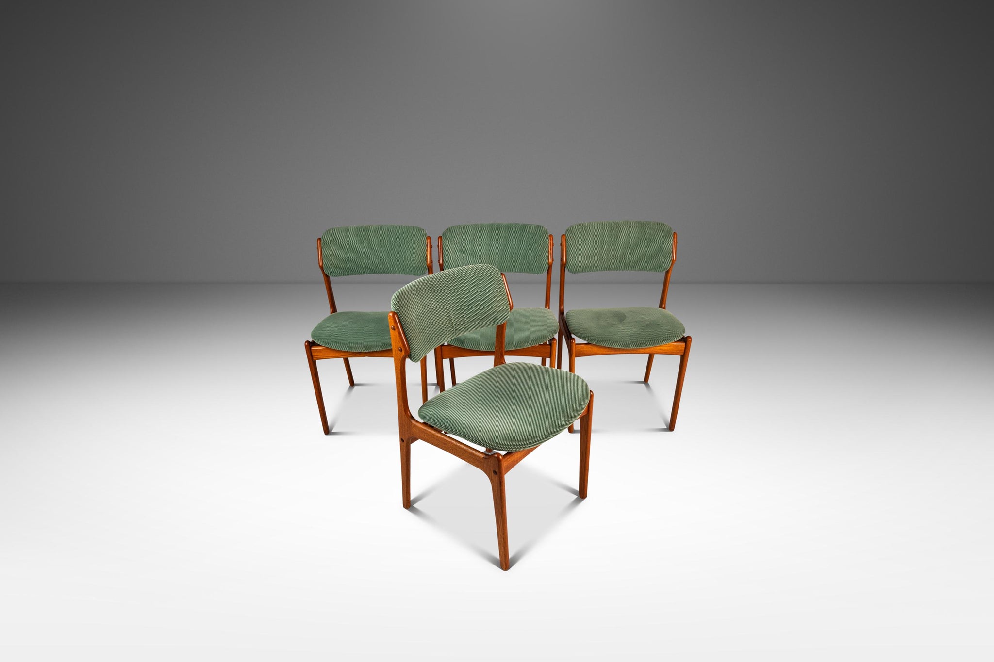 Set of Four (4) Danish Modern Model 49 Dining Chairs in Teak & Origina