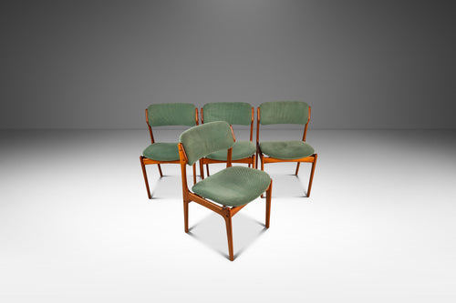Set of Four (4) Danish Modern Model 49 Dining Chairs in Teak & Original Fabric by Erik Buch for O. D. Møbler, Denmark, c. 1990s-ABT Modern