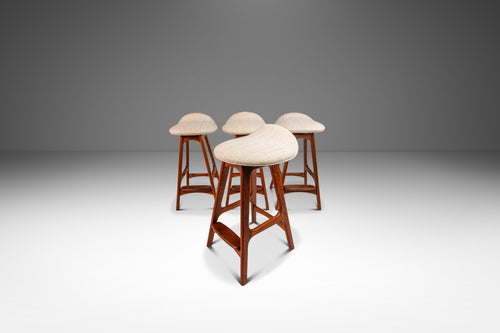 Set of Four ( 4 ) Mid-Century Danish Modern Model OD-61 Counter Height Bar Stools by Erik Buch for O.D. Mobler, Denmark, 1960's-ABT Modern