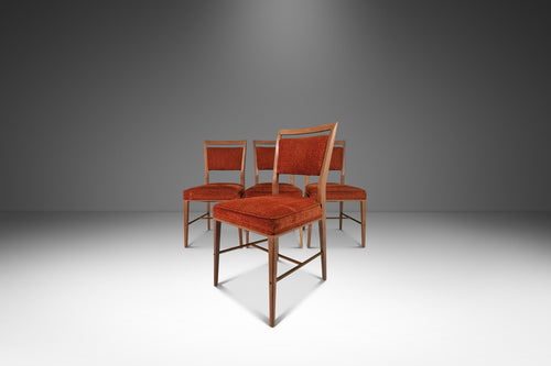 Set of Four ( 4 ) Mid-Century Modern Dining Chairs in Mahogany & Brass by Paul McCobb for Calvin Furniture, USA, c. 1950s-ABT Modern