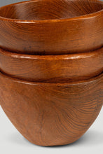 Load image into Gallery viewer, Set of Four ( 4 ) Mid-Century Organic Modern Wood-Turned Salad / Serving Bowls in Solid Burmese Teak, c. 1970's-ABT Modern
