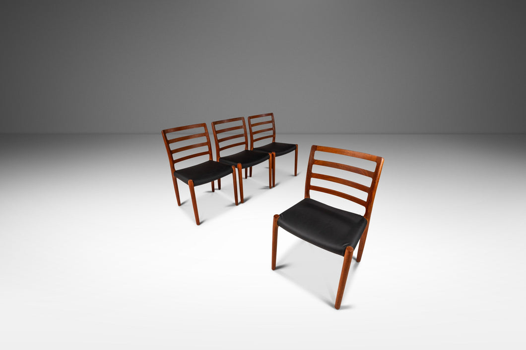 Set of Four ( 4 ) Model 85 Ladderback Dining Chairs by Niels Otto Møller for J.L. Møller Mobelfabrik, Denmark, c. 1970s-ABT Modern