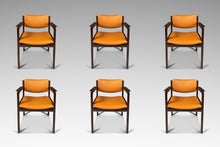 Load image into Gallery viewer, Set of Six (6) Danish Modern Arm Chairs in Solid Mahogany &amp; Caramel Leather by Danish Overseas Imports, c. 1960&#39;s-ABT Modern
