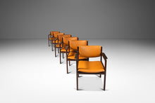 Load image into Gallery viewer, Set of Six (6) Danish Modern Arm Chairs in Solid Mahogany &amp; Caramel Leather by Danish Overseas Imports, c. 1960&#39;s-ABT Modern
