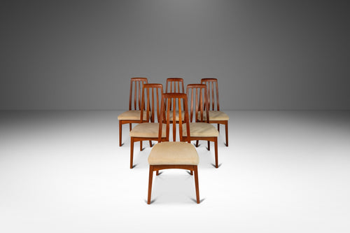 Set of Six ( 6 ) Danish Modern Dining Chairs in Solid Teak & Original Upholstery by Benny Linden for Benny Linden Design, c. 1970's-ABT Modern