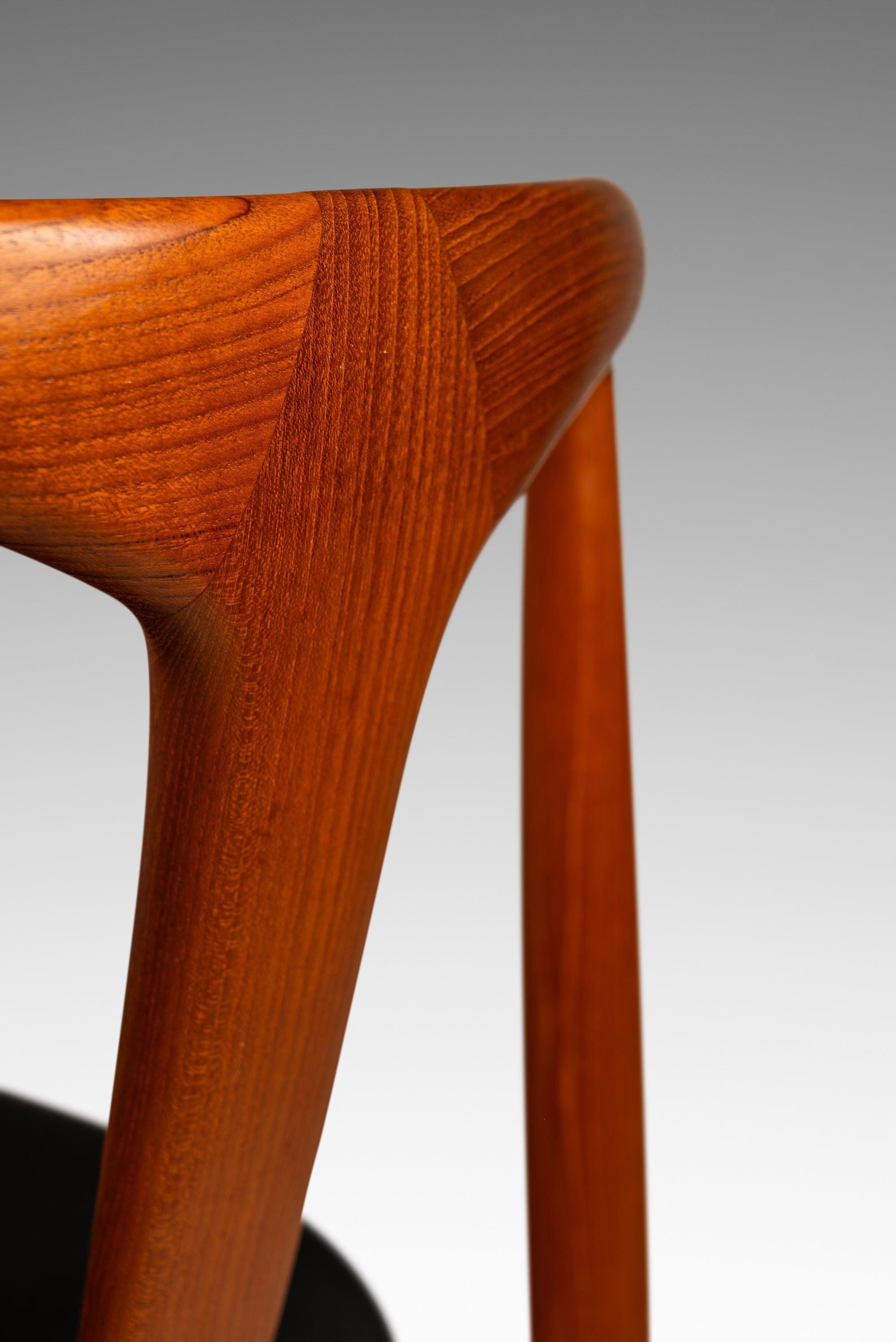 Set of Six ( 6 ) Danish Modern 'Juliane' Dining Chairs in Teak & Leath